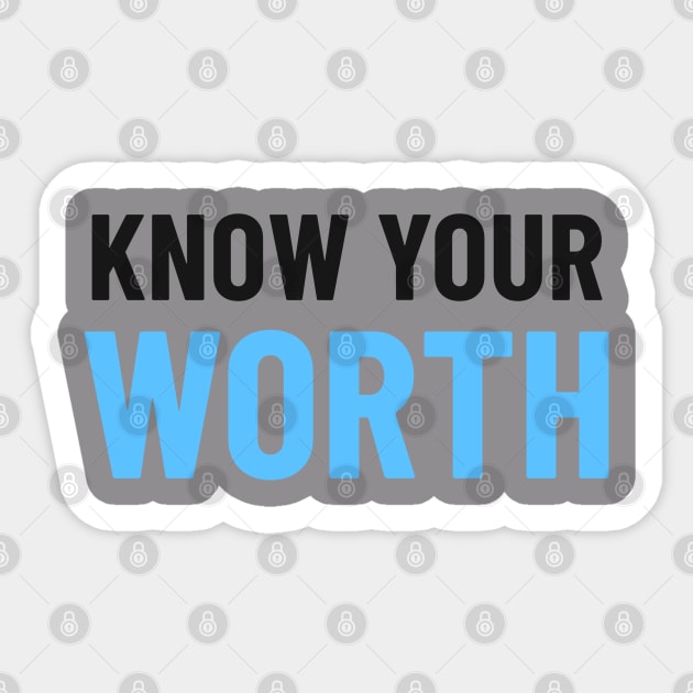 Know Your Worth - Blue Sticker by Tracy Parke